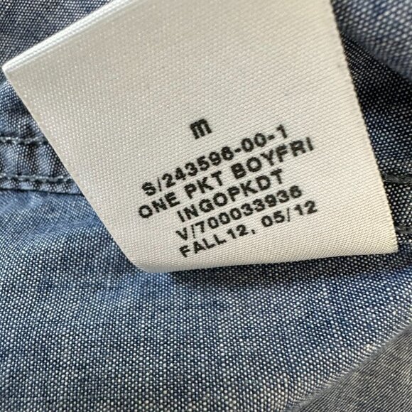 Gap 1969 Denim Boyfriend Shirt Blue Polka Dot Button up Cotton Size M - Picture 4 of 10